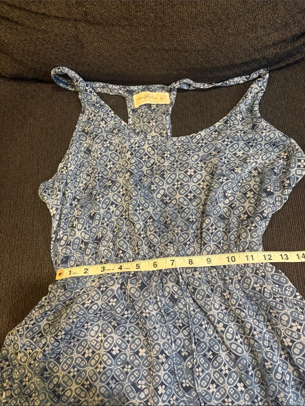 Abercrombie & Fitch Blue Printed Tie-Waist Maxi Dress